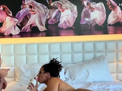 Amateur FFM interracial threesome with cum on ass