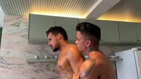 Samuel Hodecker gets fucked bareback by Randy, a hung Venezuelan slut, cumshot on his face