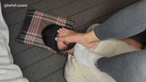 Perfect footsmother with white socks and barefeet - 4K - Bellafussara