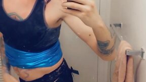 Cosplayer in mini dress wearing flirty outfit