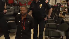 Barbershop gets some action when the police fucks a criminal