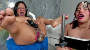 Hot Lesbian Group Fucks Each Other with a Big Dildo and Foot Show