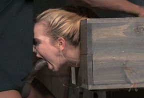 Submissive blonde gets treated in a really rough way and mouth banged