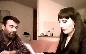Italian tranny fucks a man in the kitchen