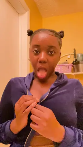 Skinny Rapper with Small Tits Teases Her Boobs
