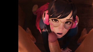 D.VA DO AMAZING BLOWJOB AND GET CUM IN MOUTH - OVERWATCH CARTOON