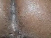 Cum running from Jamaican ass with clit.