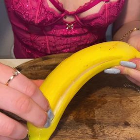 Long Nails Bad Tease With Banana And Lube