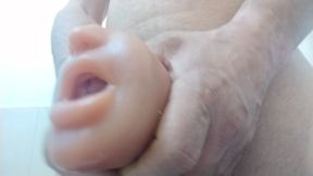 Spoiled the face of sexy toy with loads of cum in the  mouth