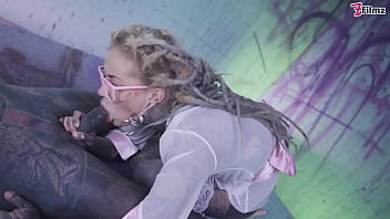 Tattooed Chick'_s Tattooed Dick riding Passion Glasses, Buttplug, and DP, Facial