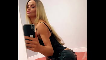 Sexy model in leather pants