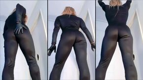 Ass in Black Catsuit