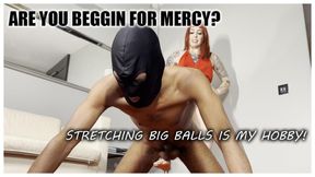 Mel loves to kick, punch, stomp and kneel big balls