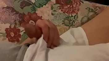 At home alone jacking off on the couch_ an amateur using lube for heavy cum