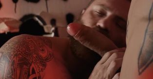 Hot bear tries first glory hole fetishes with a younger gay hunk