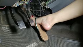 Accelerating and Pumping Racing Pedals Wearing Flip Flops