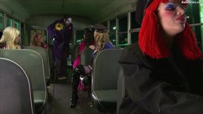 A Joker parody: sexy chicks and a man in costume have a threesome