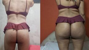 usando a lingerie dela
