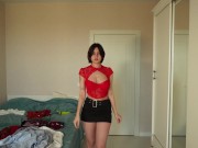 Try on new clothes skirts/pants/tops/blouses