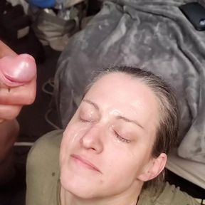 Slow motion high def facial cumshot