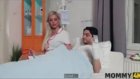 Hot MATURE nurse helps cure young dick