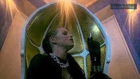 Stina Stone Femdom Smoking Human Ashtray Spitting Humiliation by German Mistress in Leather Gloves