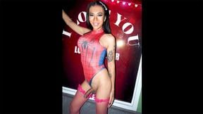 Spiderman theme Asian ladyboy femboy cock sucked and anal fuck