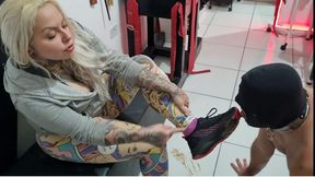 SLAVE EAT CHOCOLATE CRUSHED BY DIRTY SNEAKERS