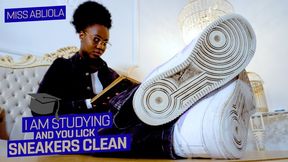 I am studying for my studies and lick my sneakers clean! ( Sneaker Fetish with Mistress Abiola ) - FULL HD MP4