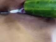 Huge Cucumber in my tight little pussy