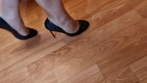 Walking Practice Before Cum in My New Black Pumps