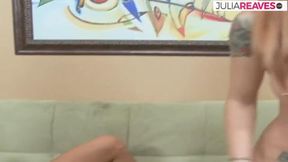 Hot girl moans as lover thrusts her pierced pussy with a big dildo