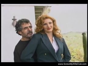 Horny milf is getting screwed while her man is watching