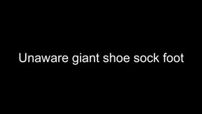 Macrophilia - unaware Giant shoe sock foot