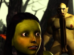 Extreme monster Orge fucks hard Hot female goblin outdoor