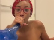 MissBNasty gets super sloppy with her dildo in dressing room