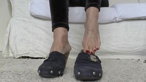 Blue Wooden Clogs, Sabots, Lady Victoria Valente