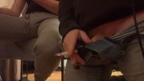 2 amateur flatmates wetting their pants on cam for a follower