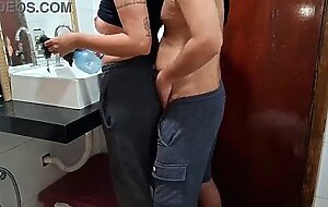 Catching the maid in the bathroom while the wife sunbathes