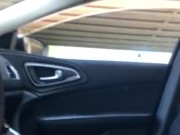 TS jerk off and cum in car