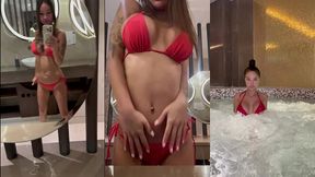 sexy monika fox in red bikini at spa