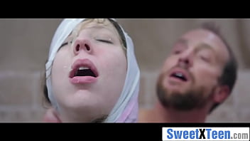 Hot teen babe gets ass-fucked in the shower by big cock