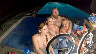 3 Porn Stars Share 1 Dick On The Hot Tub Helena Price , Deliah Grace, Scarlett Gushes,