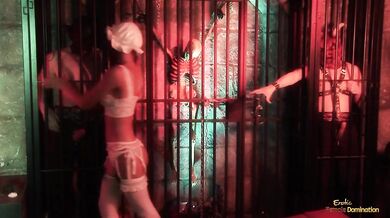Two prisoners get their dicks sucked then have rough sex with a stripper