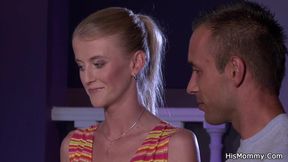 Teen blonde toying her old hairy snatch