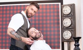 Bareback sex on the leather couch makes hot males feel amazing