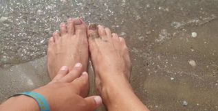 Feet in water from holiday