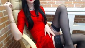 Crossdressing Charlize In Red