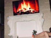 Very hot sex near the fireplace, doggy style, cum shot. (Casey Donovan)