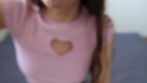 Sweet ASMR girlfriend strokes his ego with long hair & nipple play